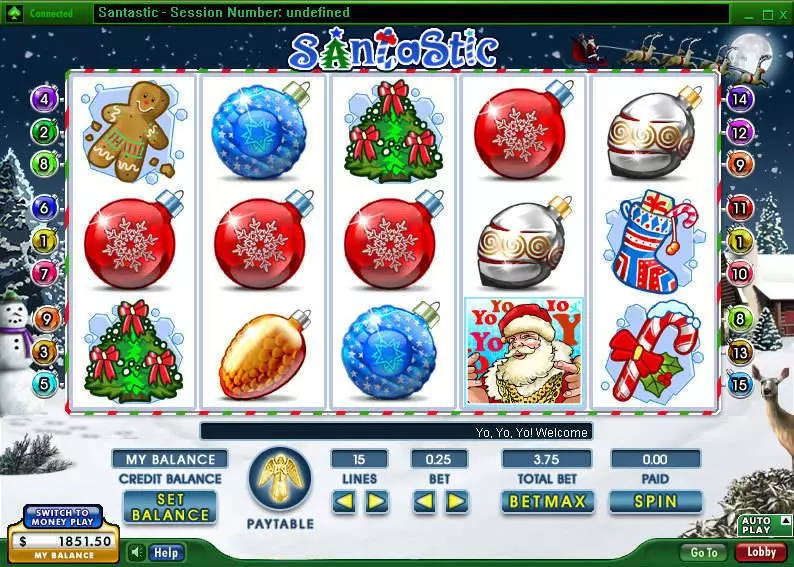 SantaStic Fun Slot Game made by 888 with 5 Reel and 15 Line