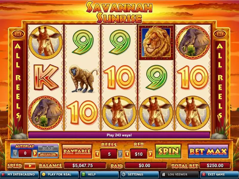 Savannah Sunrise Fun Slot Game made by CryptoLogic with 5 Reel and 243 Line