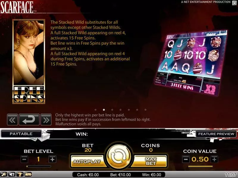 Scarface Fun Slot Game made by NetEnt with 5 Reel and 20 Line