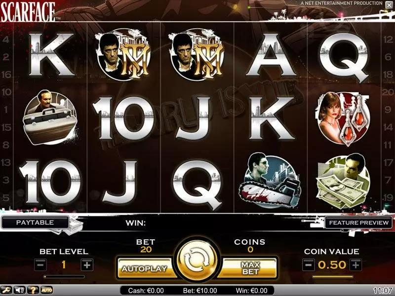 Scarface Fun Slot Game made by NetEnt with 5 Reel and 20 Line