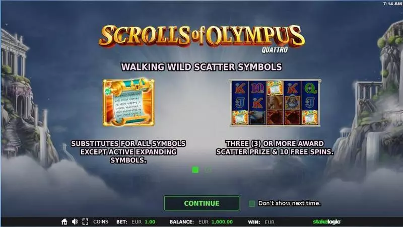 Scrolls of Olympus Fun Slot Game made by StakeLogic with 5 Reel and 10 Line