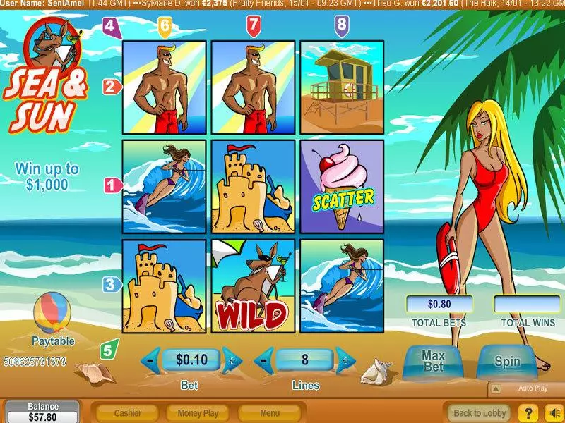 Sea and Sun Fun Slot Game made by NeoGames with 3 Reel and 8 Line