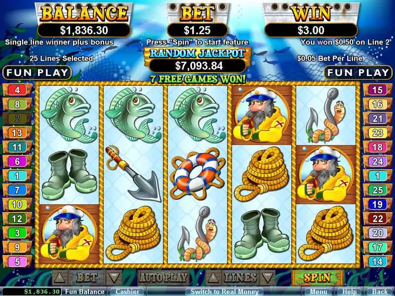 Sea Captain Fun Slot Game made by RTG with 5 Reel and 25 Line