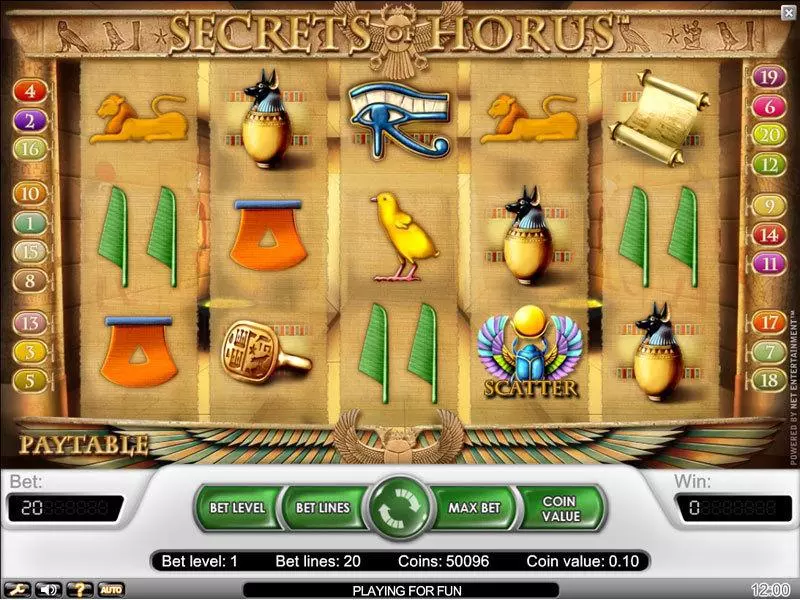 Secrets of Horus Fun Slot Game made by NetEnt with 5 Reel and 20 Line