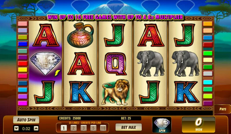 Serengeti Diamonds Fun Slot Game made by Amaya with 5 Reel and 0 Line25 Line