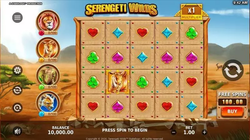 Serengeti Wilds Fun Slot Game made by StakeLogic with 5 Reel and 25 Line