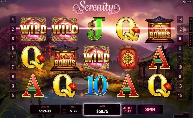 Serenity Fun Slot Game made by Microgaming with 5 Reel and 15 Line