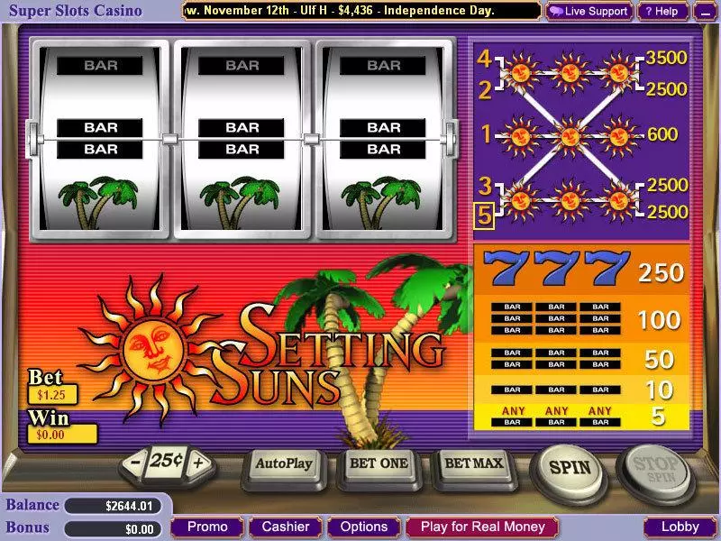 Setting Suns Fun Slot Game made by Vegas Technology with 3 Reel and 5 Line
