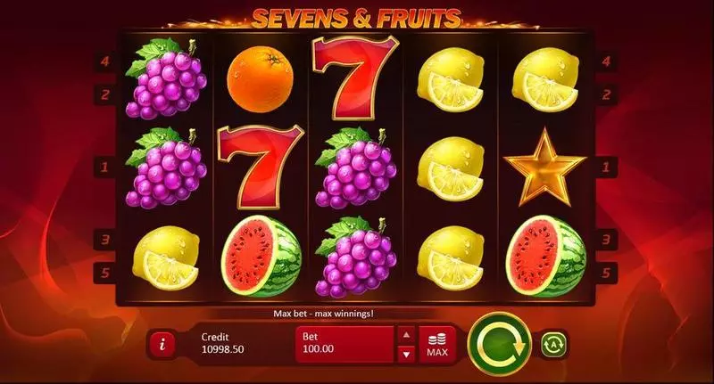 Sevens & Fruits Fun Slot Game made by Playson with 5 Reel and 5 Line