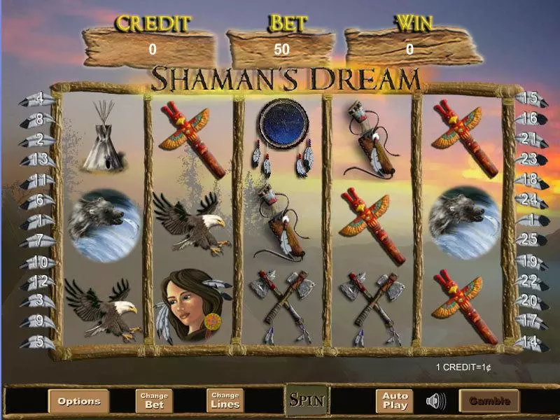 Shaman's Dream Fun Slot Game made by Eyecon with 5 Reel and 25 Line