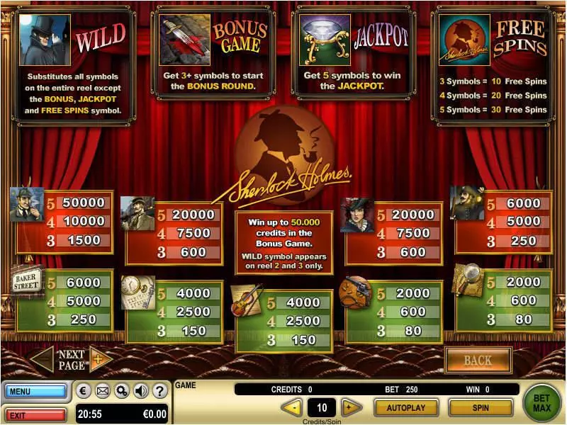 Sherlock Holmes Fun Slot Game made by GTECH with 5 Reel and 25 Line