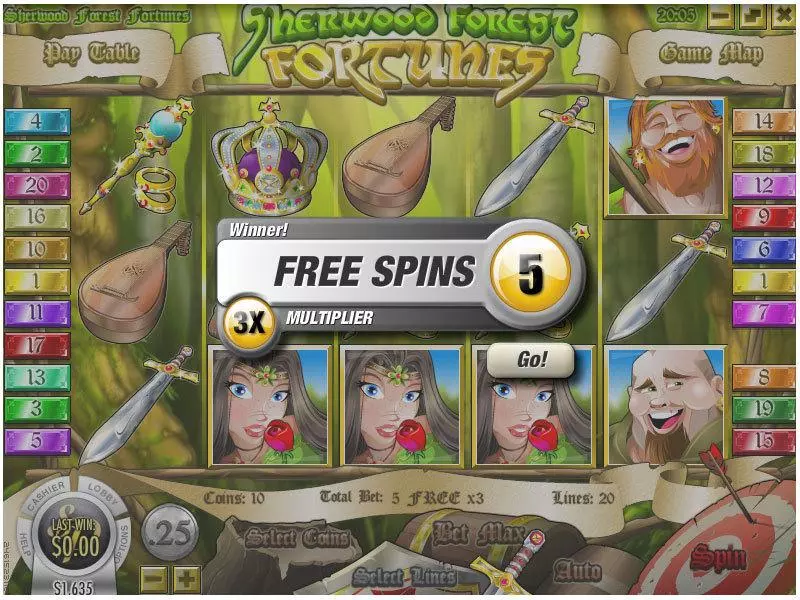 Sherwood Forest Fortunes Fun Slot Game made by Rival with 5 Reel and 20 Line