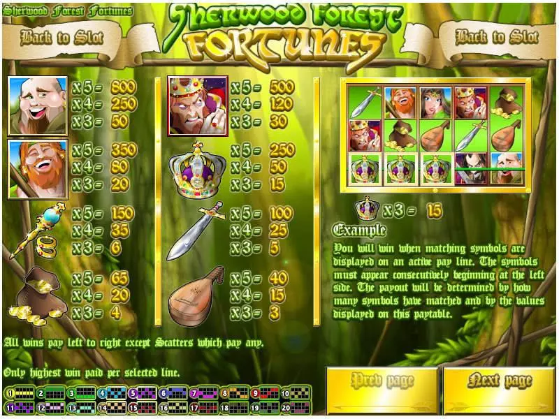 Sherwood Forest Fortunes Fun Slot Game made by Rival with 5 Reel and 20 Line
