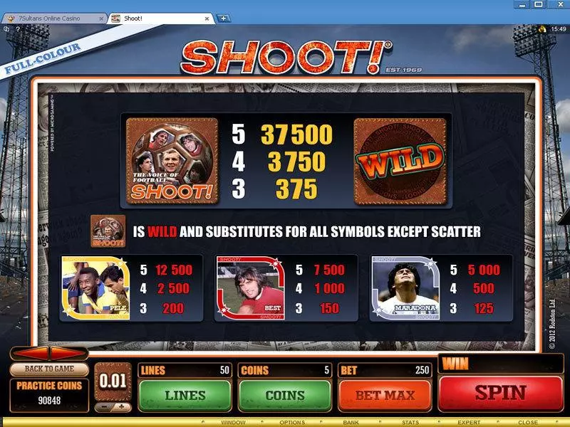Shoot! Fun Slot Game made by Microgaming with 5 Reel and 50 Line