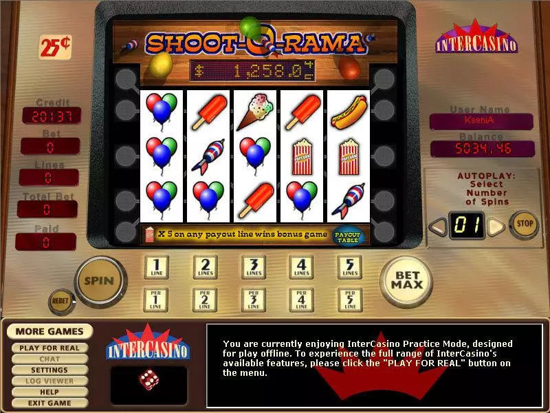 Shoot-O-Rama Fun Slot Game made by CryptoLogic with 5 Reel and 5 Line