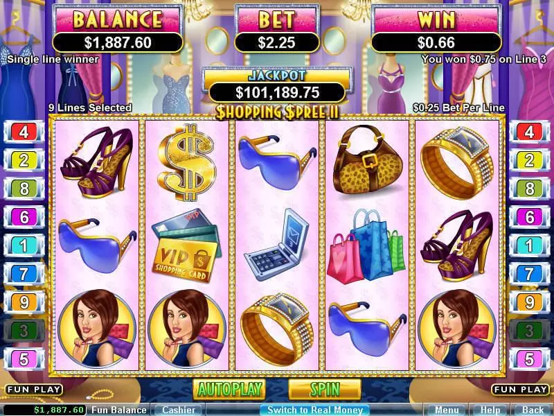 Shopping Spree 2 Fun Slot Game made by RTG with 5 Reel and 9 Line