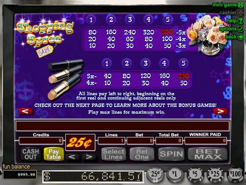 Shopping Spree Fun Slot Game made by RTG with 5 Reel and 9 Line