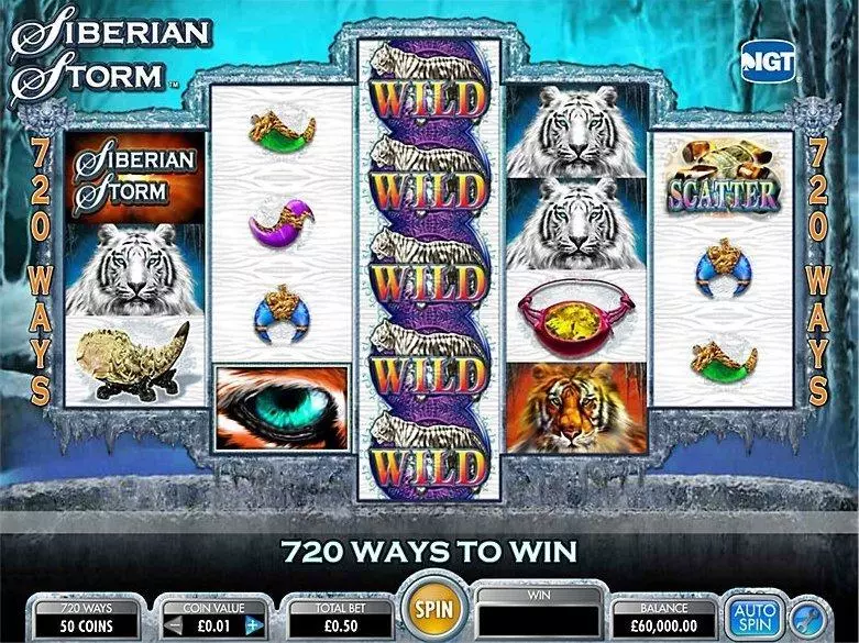 Siberian Storm Fun Slot Game made by IGT with 5 Reel and 720 lines