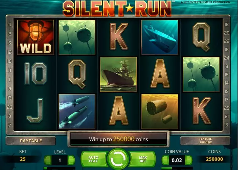 Silent Run Fun Slot Game made by NetEnt with 5 Reel and 40 Line