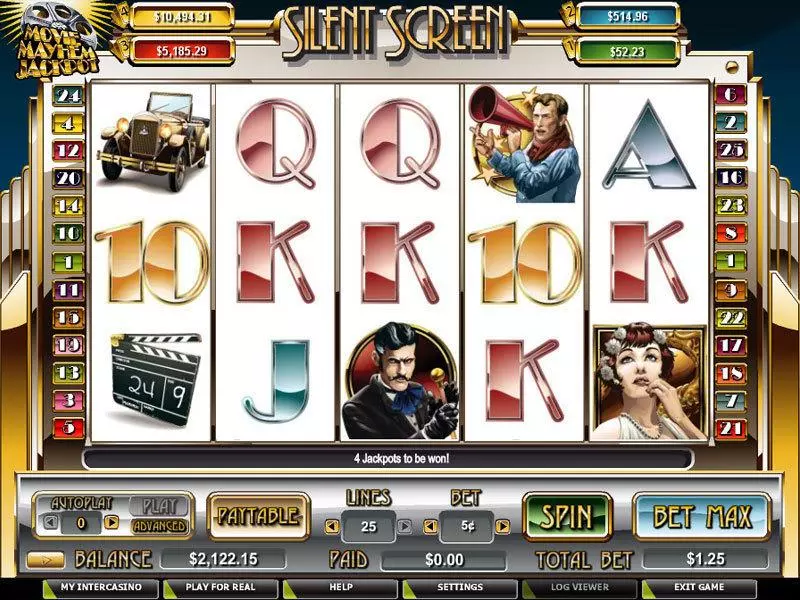 Silent Screen Fun Slot Game made by CryptoLogic with 5 Reel and 25 Line