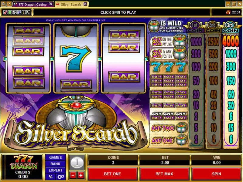 Silver Scarab Fun Slot Game made by Microgaming with 3 Reel and 1 Line