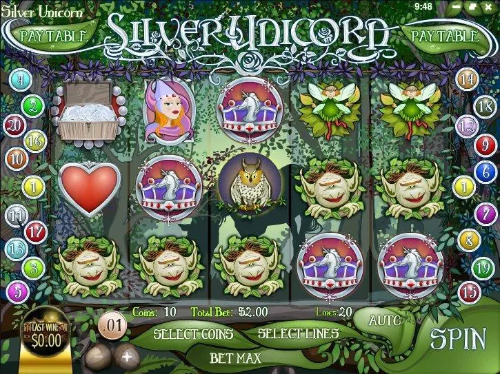 Silver Unicorn Fun Slot Game made by Rival with 5 Reel and 20 Line