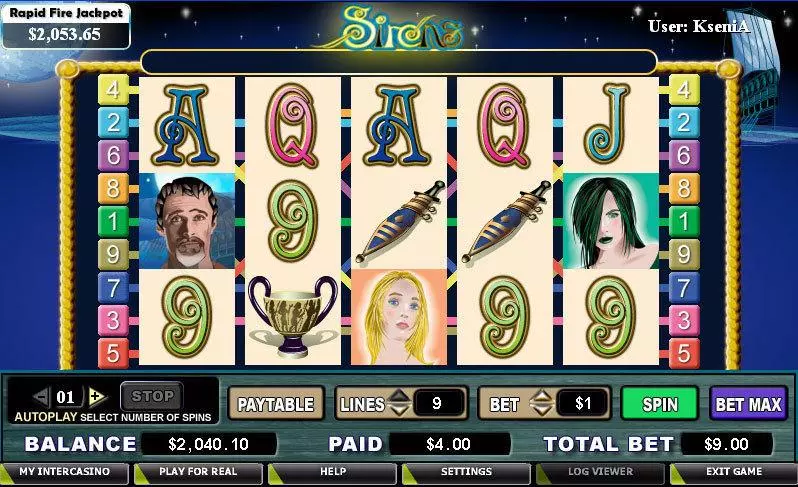 Sirens Fun Slot Game made by CryptoLogic with 5 Reel and 9 Line