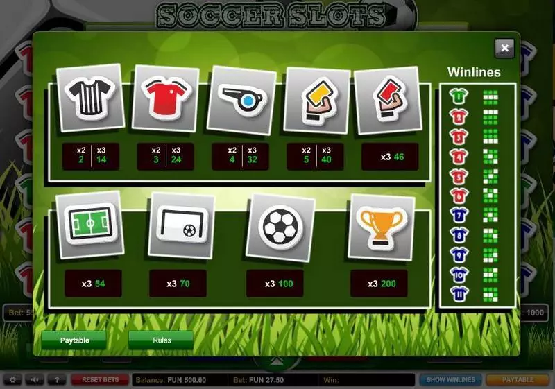 Soccer Slots Fun Slot Game made by 1x2 Gaming with 3 Reel and 11 Line