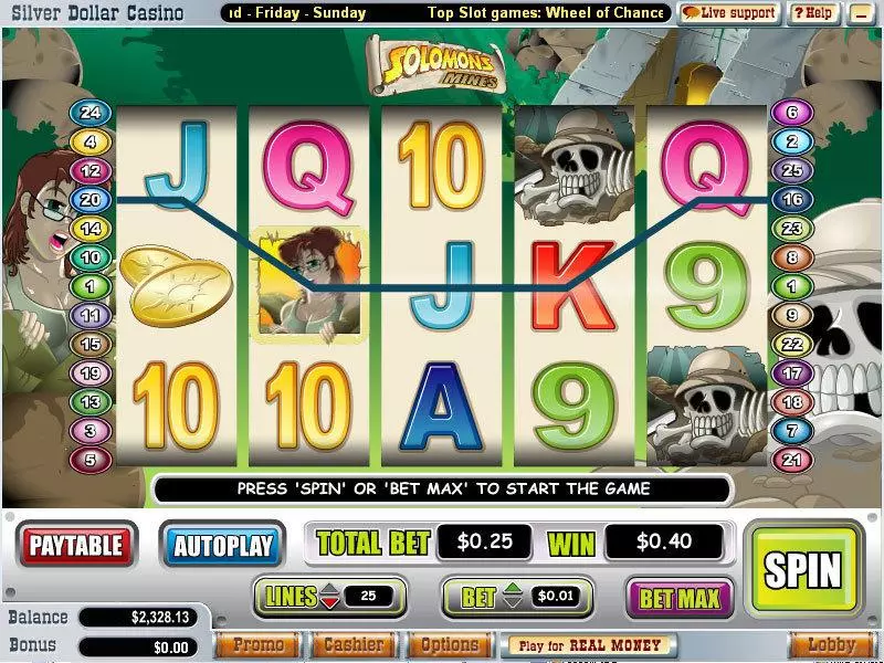 Solomons Mines Fun Slot Game made by WGS Technology with 5 Reel and 25 Line