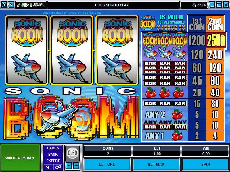 Sonic Boom Fun Slot Game made by Microgaming with 3 Reel and 1 Line