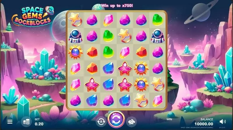 Space Gems. Rockblocks Fun Slot Game made by Mascot Gaming with 6 Reel 