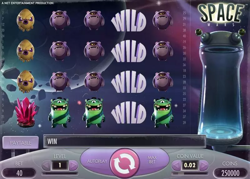 Space Wars Fun Slot Game made by NetEnt with 5 Reel and 40 Line