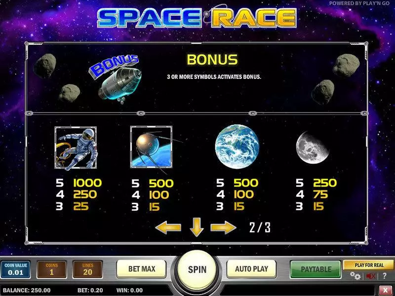 Spacerace Fun Slot Game made by Play'n GO with 5 Reel and 20 Line