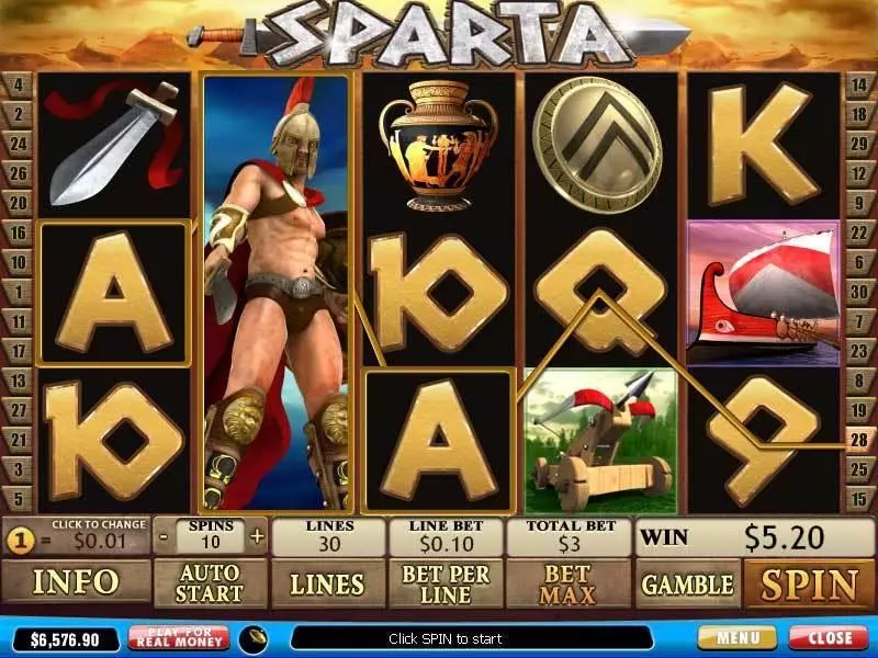 Sparta Fun Slot Game made by PlayTech with 5 Reel and 30 Line