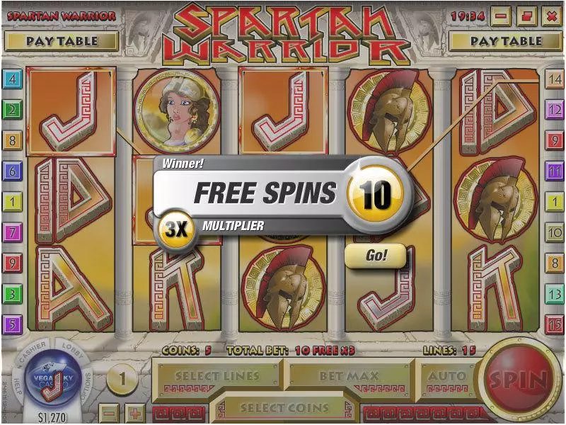 Spartan Warrior Fun Slot Game made by Rival with 5 Reel and 15 Line