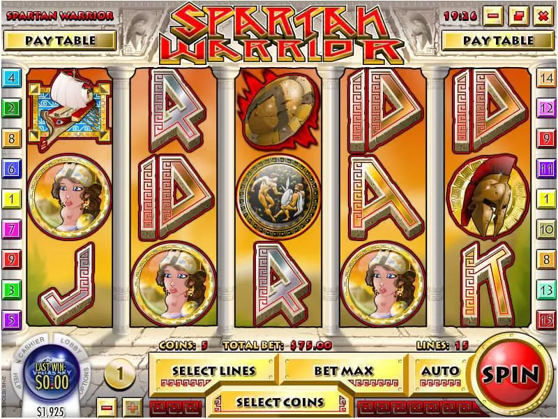 Spartan Warrior Fun Slot Game made by Rival with 5 Reel and 15 Line