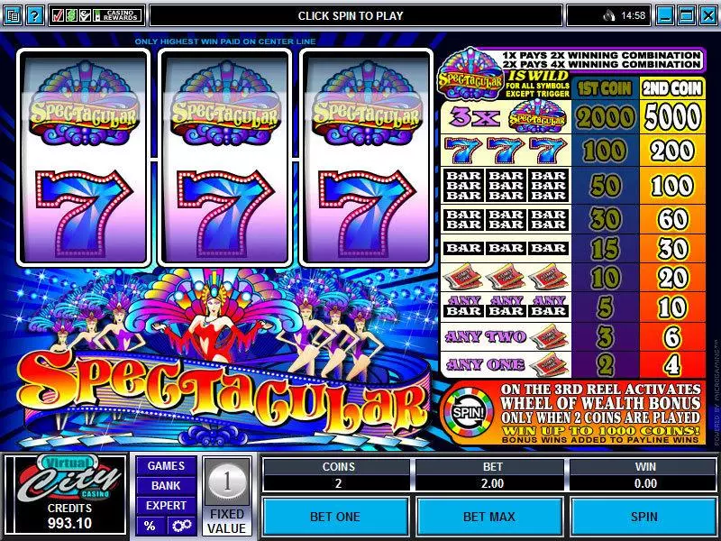 Spectacular Wheel of Wealth Fun Slot Game made by Microgaming with 3 Reel and 1 Line