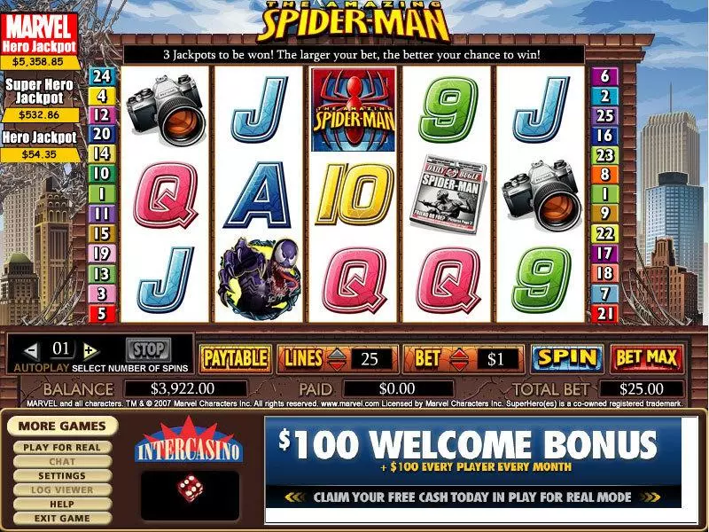 Spider-Man Fun Slot Game made by CryptoLogic with 5 Reel and 25 Line