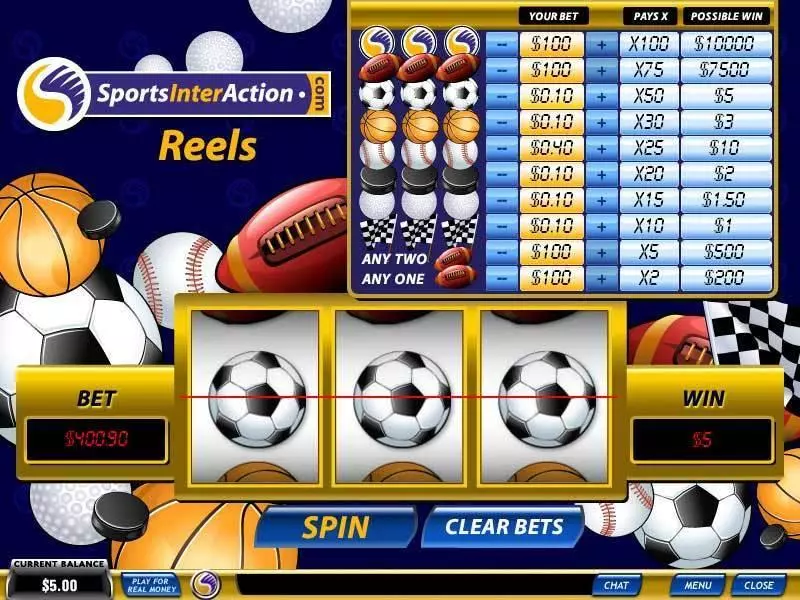Sports InterAction Reels Fun Slot Game made by PlayTech with 3 Reel and 1 Line