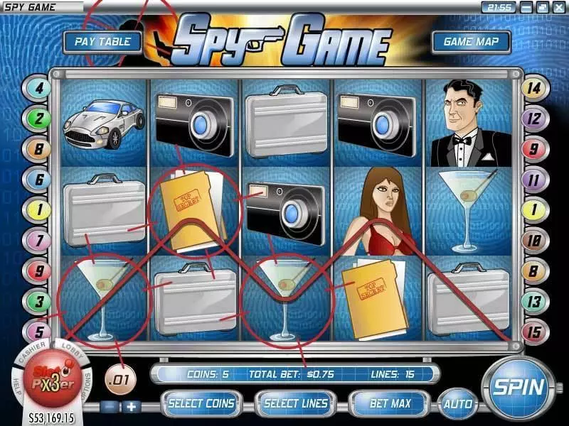 Spy Game Fun Slot Game made by Rival with 5 Reel and 15 Line