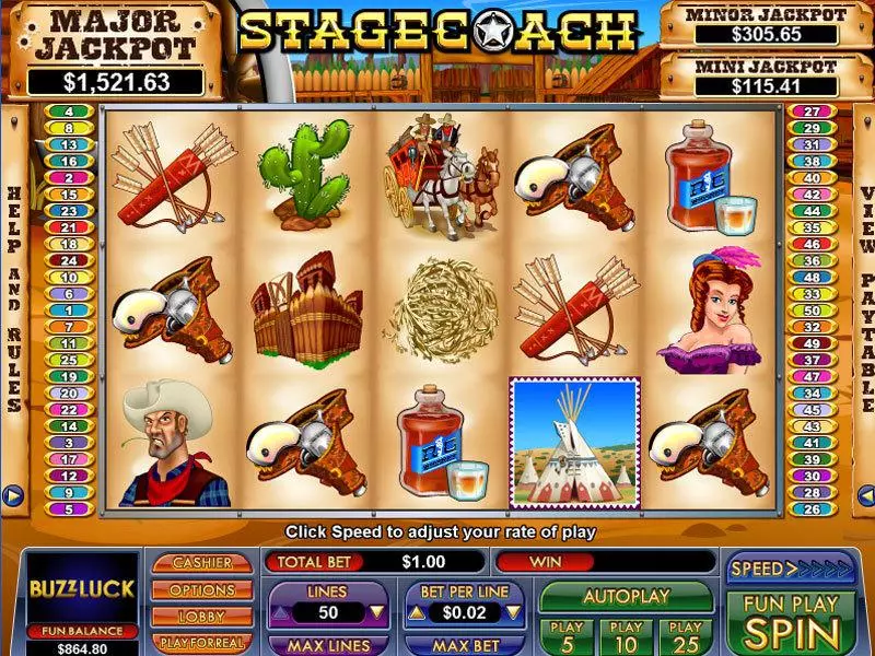 Stagecoach Fun Slot Game made by NuWorks with 5 Reel and 50 Line