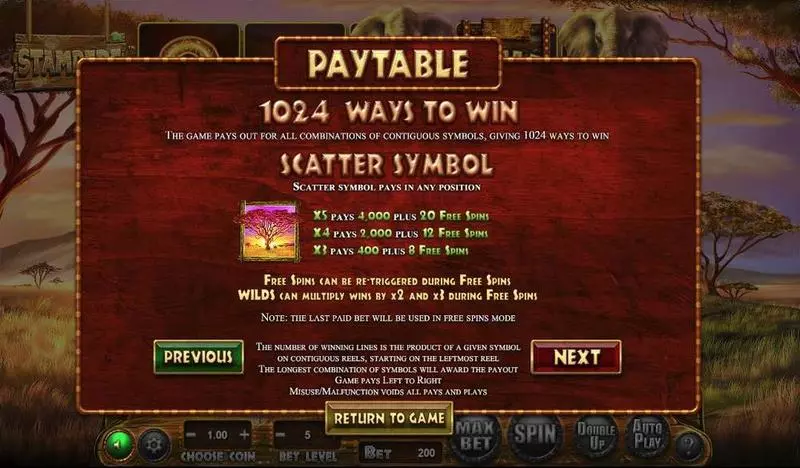 Stampede Fun Slot Game made by BetSoft with 5 Reel and 1024 Way