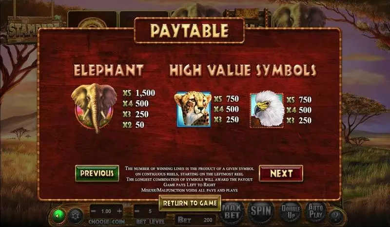 Stampede Fun Slot Game made by BetSoft with 5 Reel and 1024 Way