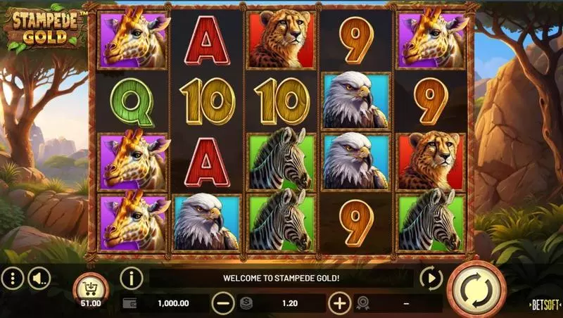 Stampede Gold Fun Slot Game made by BetSoft with 5 Reel 