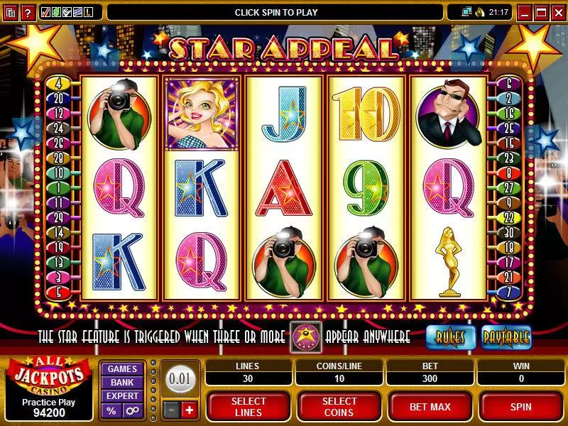 Star Appeal Fun Slot Game made by Microgaming with 5 Reel and 30 Line