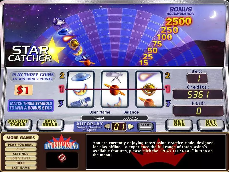 Star Catcher Fun Slot Game made by CryptoLogic with 3 Reel and 3 Line