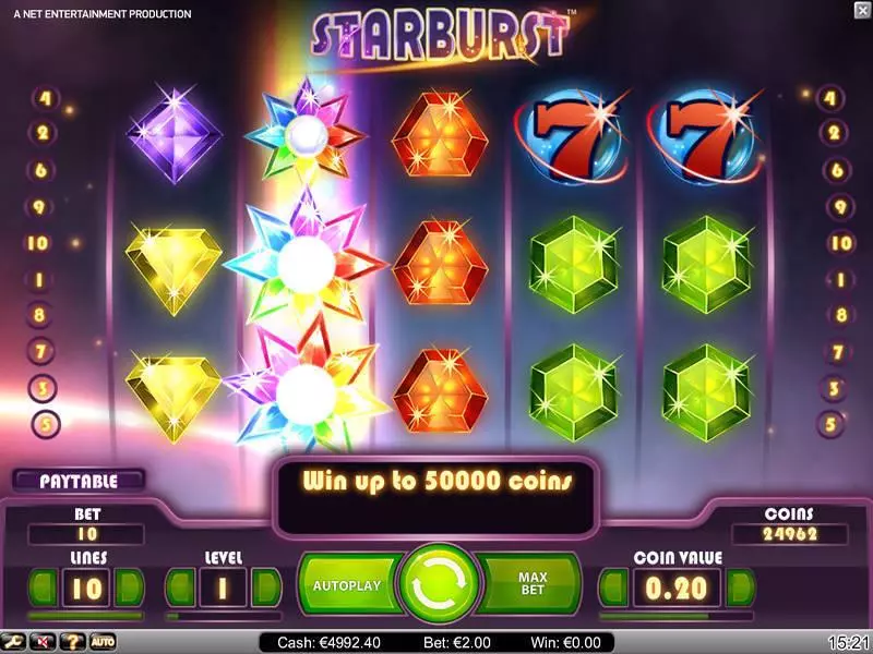 Starburst Fun Slot Game made by NetEnt with 5 Reel and 10 Line