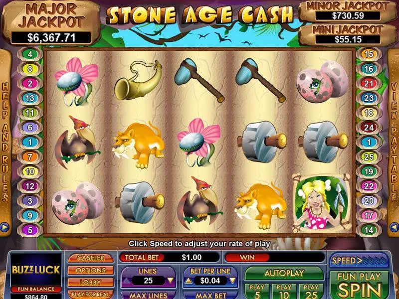 Stone Age Cash Fun Slot Game made by NuWorks with 5 Reel and 25 Line