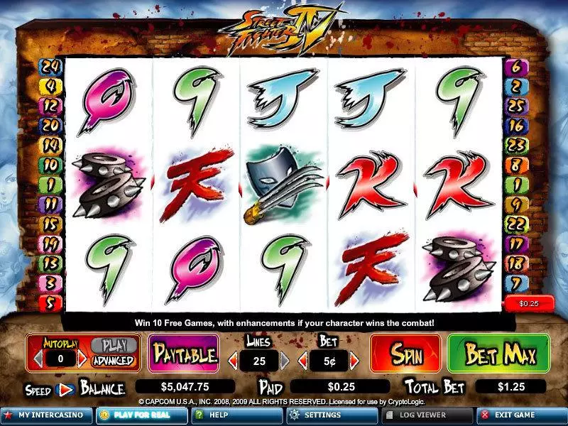 Street Fighter IV Fun Slot Game made by CryptoLogic with 5 Reel and 25 Line