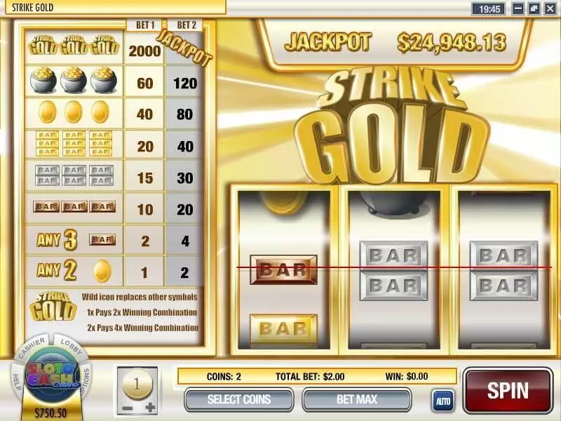 Strike Gold Fun Slot Game made by Rival with 3 Reel and 1 Line